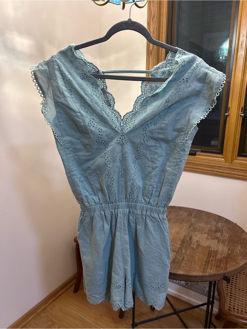 Tart Light Blue Eyelet V-Neck Women's Dress